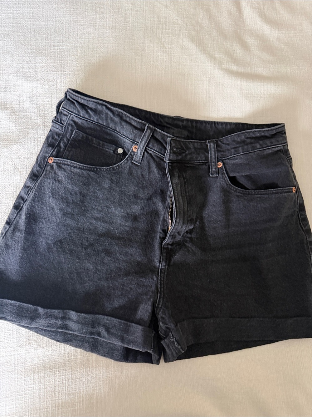 H&M Black Denim High-Waist Shorts